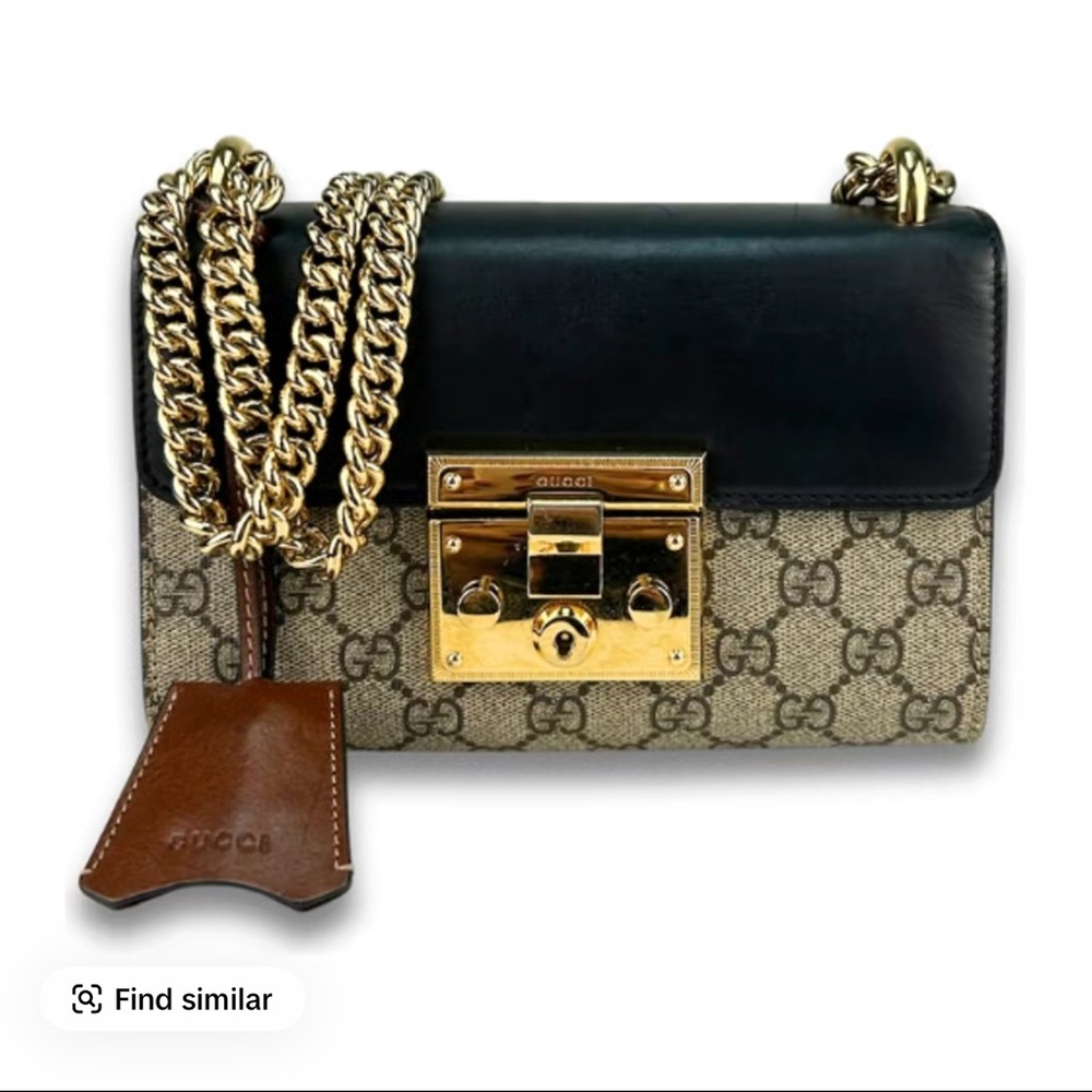 Gucci Black, Beige & Brown Padlock GG Supreme Crossbody Bag